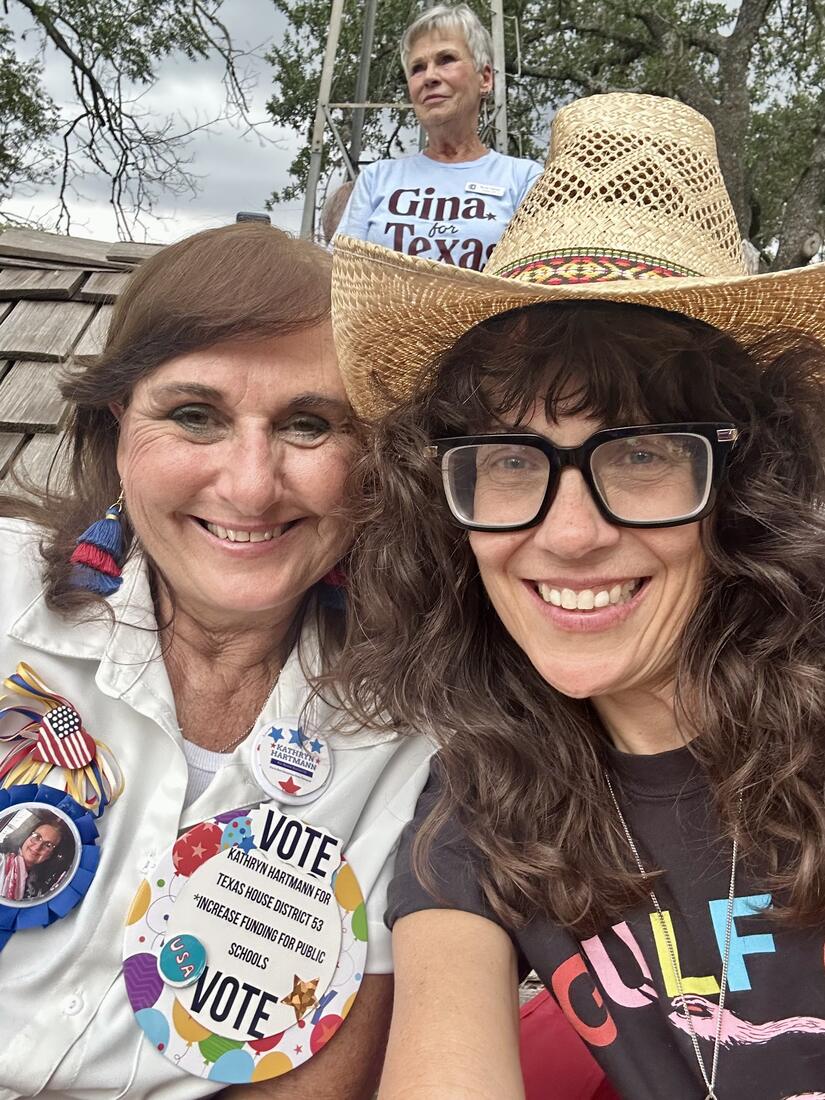 Kathryn with a supporter at a campaign event